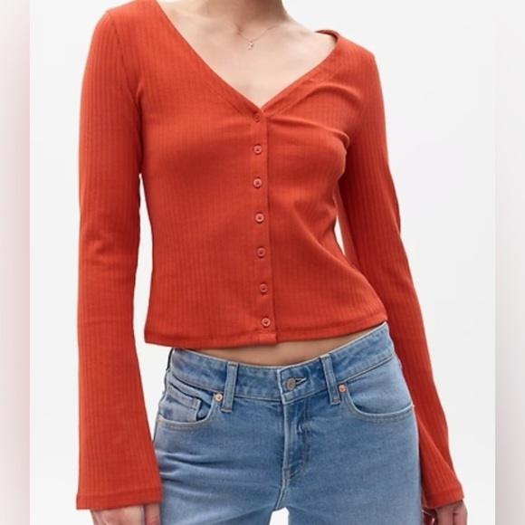 GAP Ribbed Button Front Cardigan Top - Picture 6 of 6